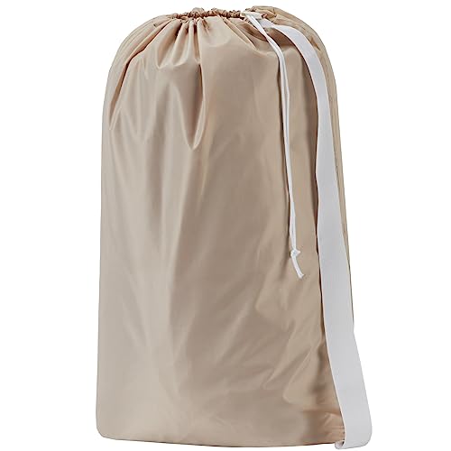 HOMEST XL Nylon Laundry Bag with Strap, Large Dirty Garments Organizer, Easy Fit a Hamper or Clothing Basket, Can Carry Up to 4 Loads of Clothes, Beige - Image 1
