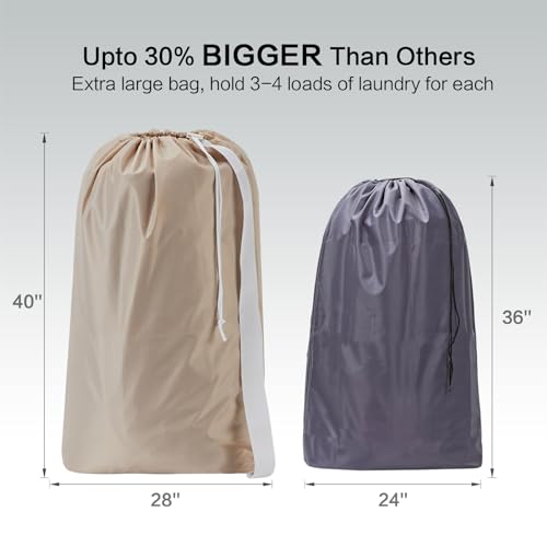HOMEST XL Nylon Laundry Bag with Strap, Large Dirty Garments Organizer, Easy Fit a Hamper or Clothing Basket, Can Carry Up to 4 Loads of Clothes, Beige - Image 3