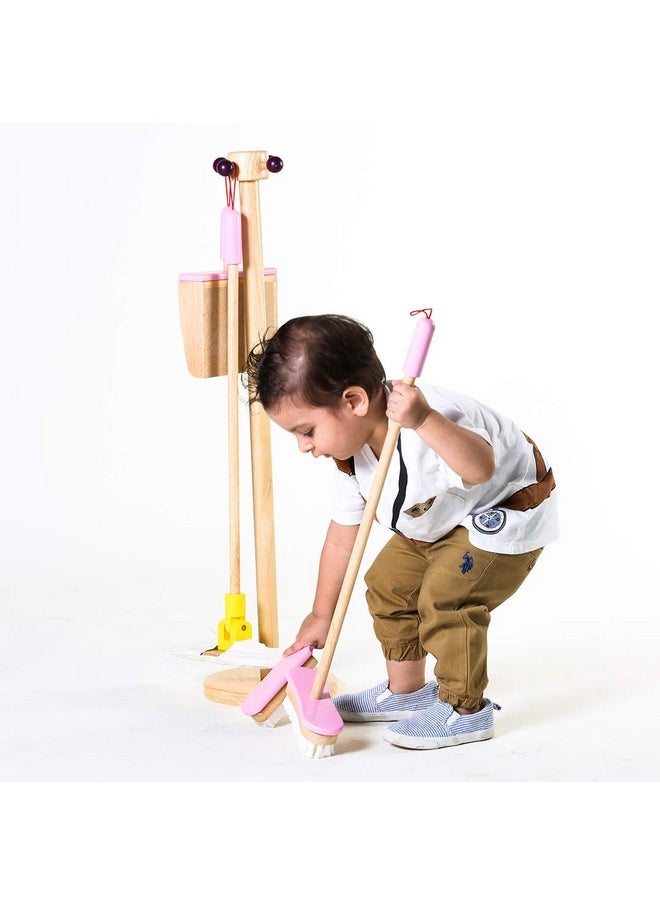 BRAINSMITH Brainsmith Wooden Spic and Span Set, Kids Home Cleaning Toy Kit with Broom, Mop, Dustpan and Brush - Non Toxic, Pretend Play Toy for Toddlers Screen reader support enabled  - Image 5