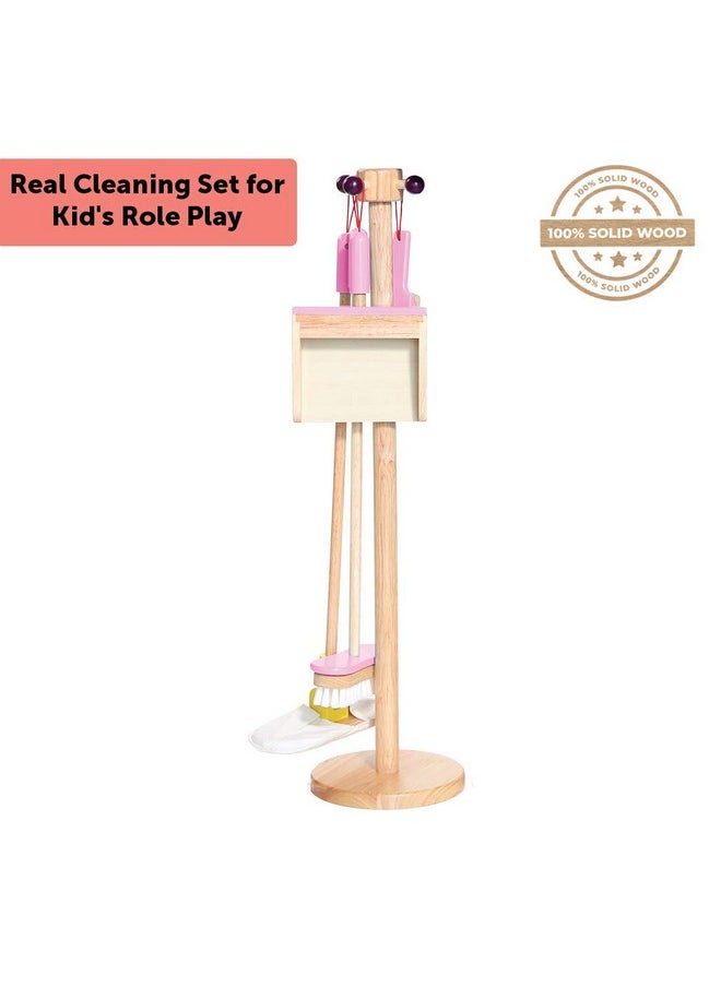 BRAINSMITH Brainsmith Wooden Spic and Span Set, Kids Home Cleaning Toy Kit with Broom, Mop, Dustpan and Brush - Non Toxic, Pretend Play Toy for Toddlers Screen reader support enabled  - Image 2
