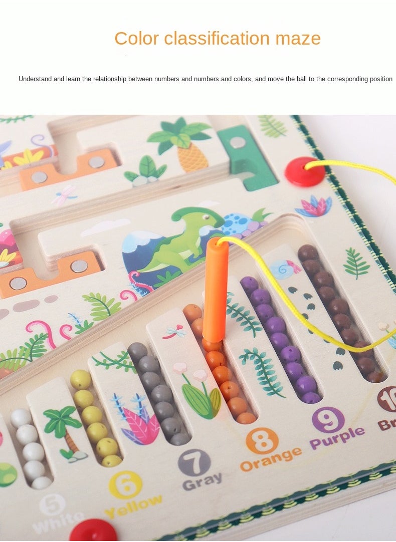 ULHYC Magnetic Color and Number Maze - Montessori Toys for 3+ Year Old - Wooden Color Matching Learning Counting Puzzle Board -Toddler Activities Fine Motor Skills Toys for Boys Girls Interstellar  - Image 4