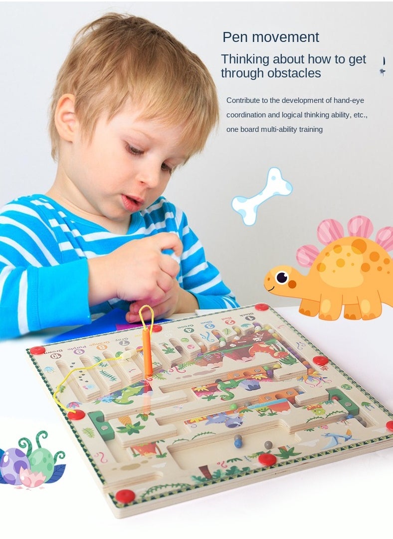 ULHYC Magnetic Color and Number Maze - Montessori Toys for 3+ Year Old - Wooden Color Matching Learning Counting Puzzle Board -Toddler Activities Fine Motor Skills Toys for Boys Girls Interstellar  - Image 2