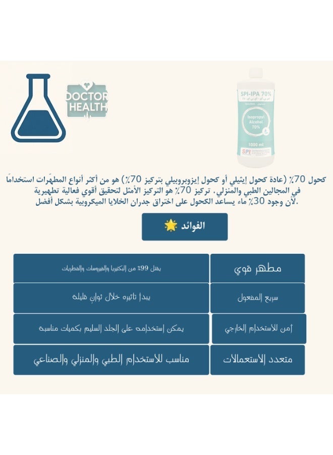 إس بي أي كحول ايزوبروبايل 70 % 1 لتر + (120 مل مجانا ) - Image 2