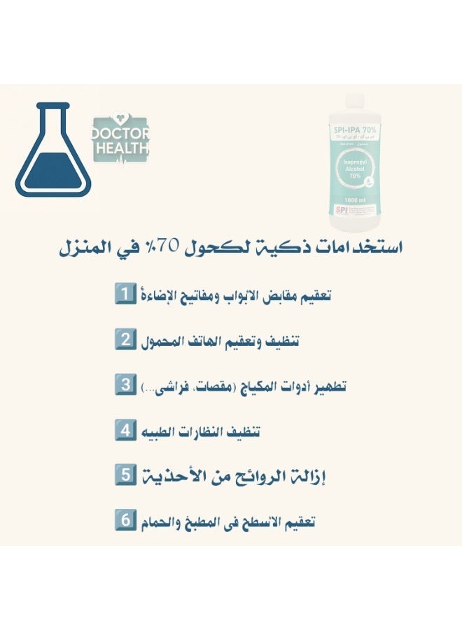 إس بي أي كحول ايزوبروبايل 70 % 1 لتر + (120 مل مجانا ) - Image 3