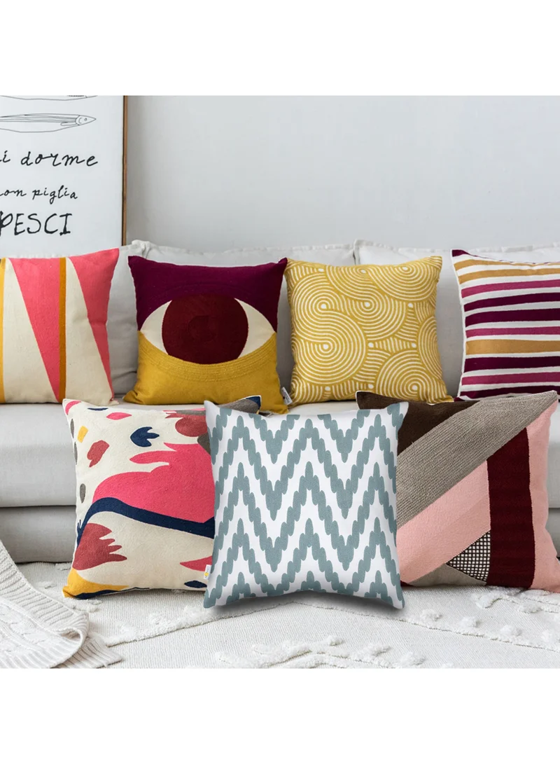 Donetella 2 Piece Embroidered Cushion Cover (45X45 cm) without filler Multicolor