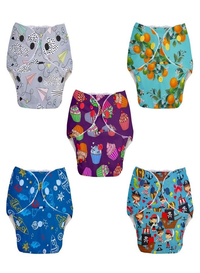 Superbottoms Basic Leakage-proof advanced cloth diapers for babies, High Absorbent 100% cotton 5 reusable diaper and 5 insert pad Combo Pack washable cloth diaper 3M -3Years Adjustable, Reduces Rash - Image 2