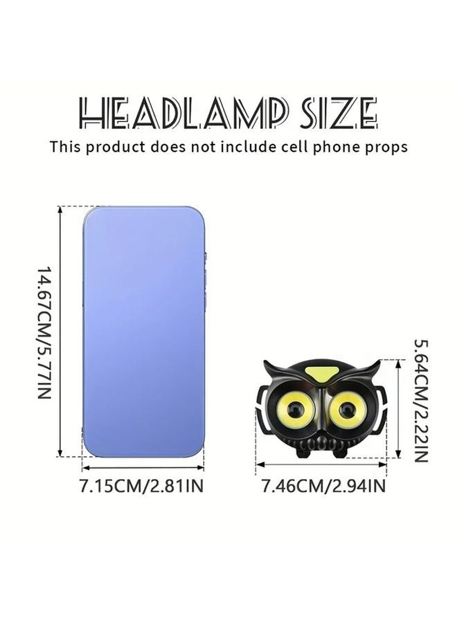 2 Pcs Owl Head Lamp 4 Modes Hands Free Flashlight For Construction Mining Gifts - Image 4