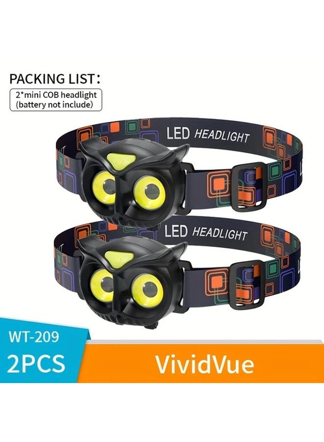 2 Pcs Owl Head Lamp 4 Modes Hands Free Flashlight For Construction Mining Gifts - Image 1