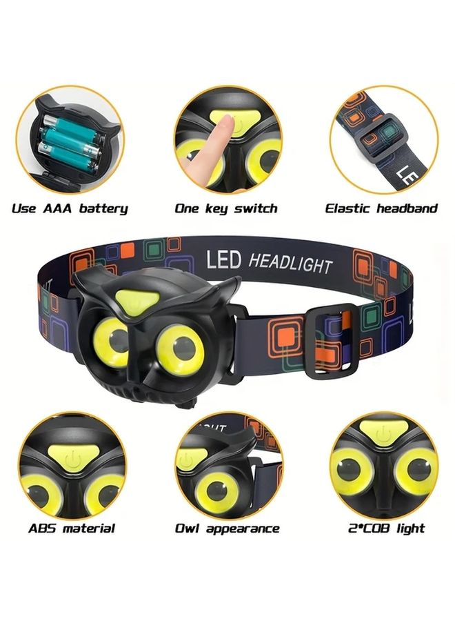 2 Pcs Owl Head Lamp 4 Modes Hands Free Flashlight For Construction Mining Gifts - Image 5