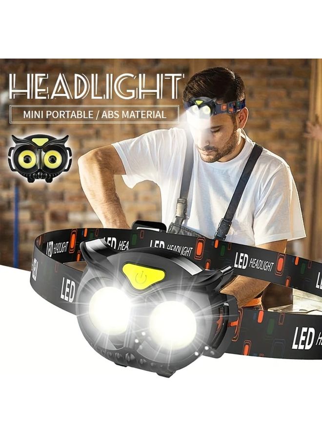 2 Pcs Owl Head Lamp 4 Modes Hands Free Flashlight For Construction Mining Gifts - Image 3