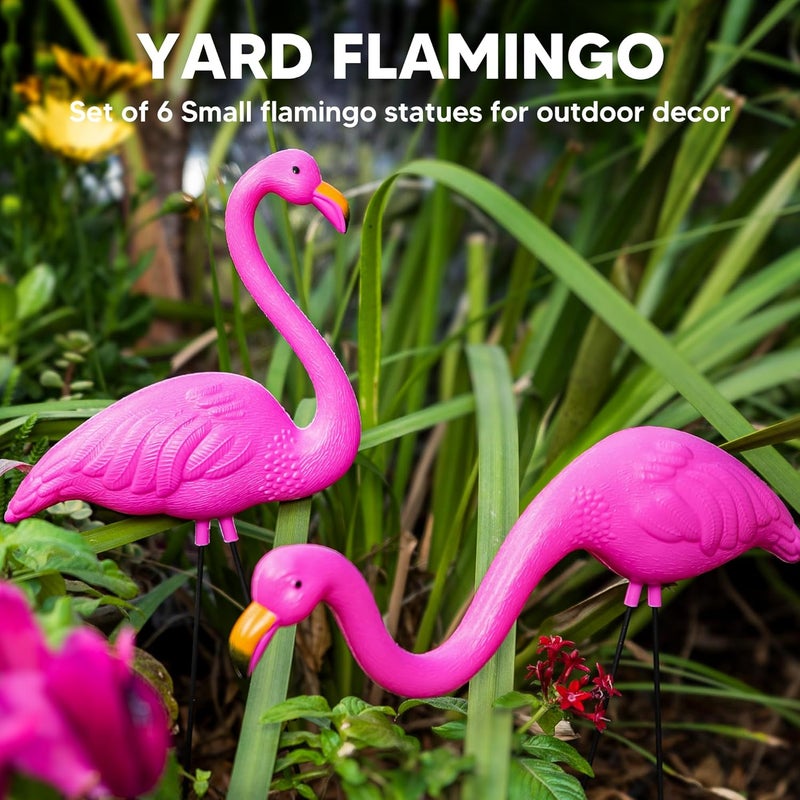JOYIN Set of 2 Small Pink Flamingo Yard Ornament Stakes Mini Lawn Plastic Flamingo Statue with Metal Legs for Sidewalks, Outdoor Garden Decoration, Luau Party, Beach, Tropical Party Decor, 2 Styles - Image 3