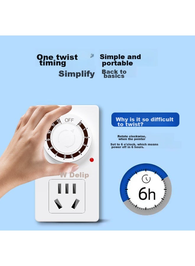 Delipow New National Standard Timer Socket, 12-hour Mechanical Timer, Power On/off, Hot Water Heater, Phone Charging, Overcharge Prevention, Power-off Timer, Energy-saving Plug Converter - Image 3