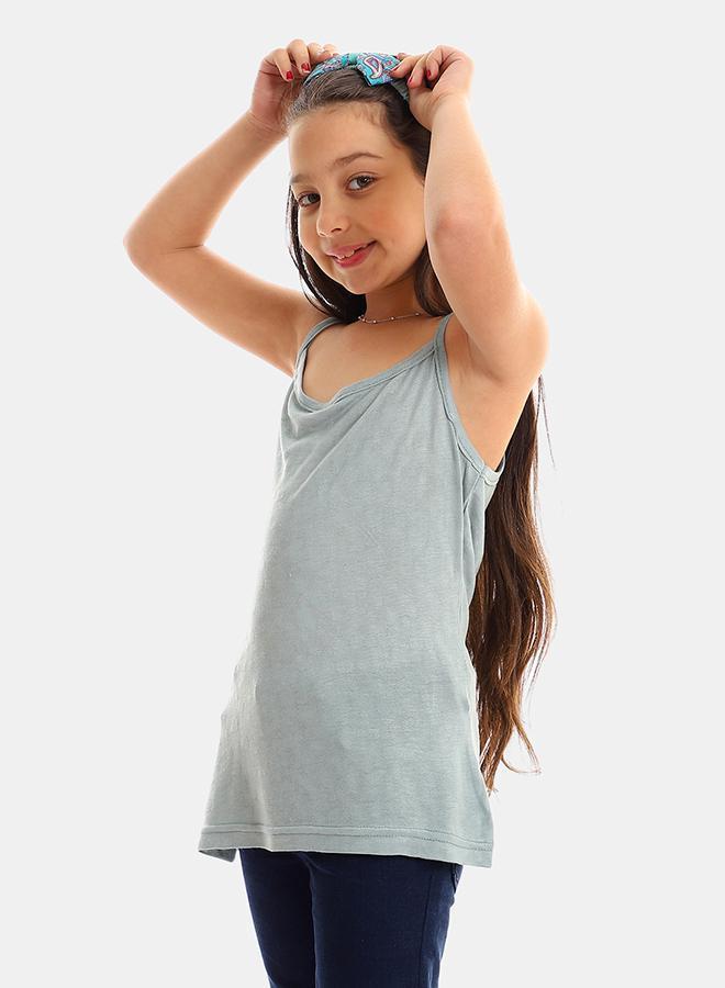 kady Girls Self Pattern Spaghetti Sleeves Tank Top girls aqua 4 Years - Image 4