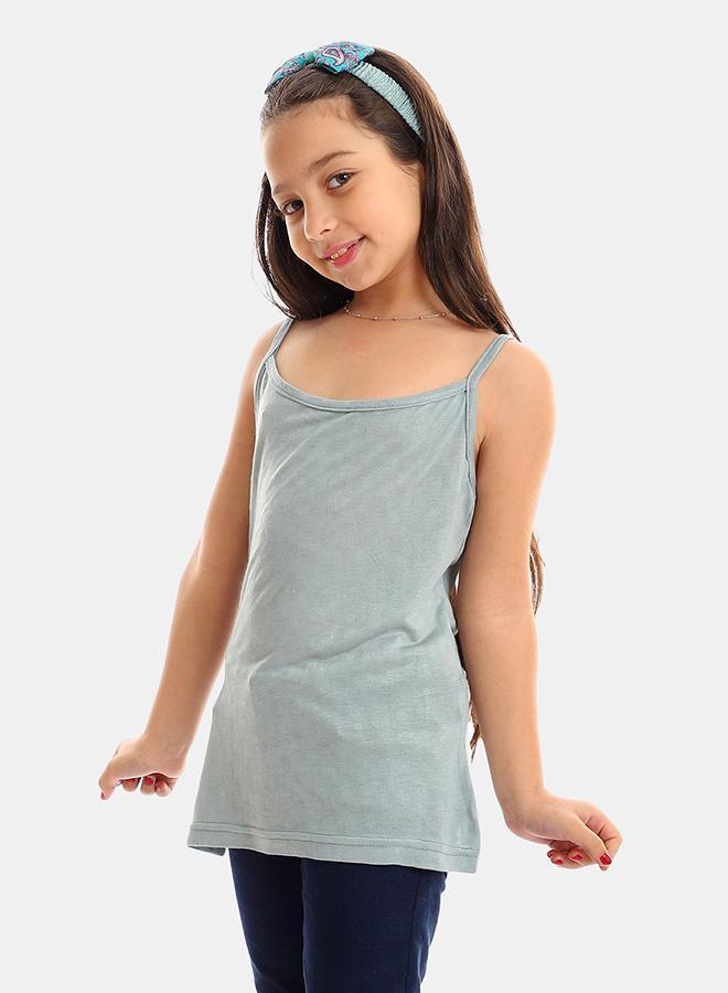 kady Girls Self Pattern Spaghetti Sleeves Tank Top girls aqua 4 Years - Image 2