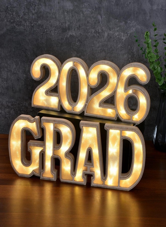 حروف مضيئة للتخرج لعام 2026، حروف خشبية مضيئة للتخرج مزودة بإضاءة LED، لافتة تخرج لتزيين طاولة الطعام والجدار، زينة حفلات التخرج لعام 2026 لرياض الأطفال والمدرسة الثانوية والجامعة (2026) - Image 1
