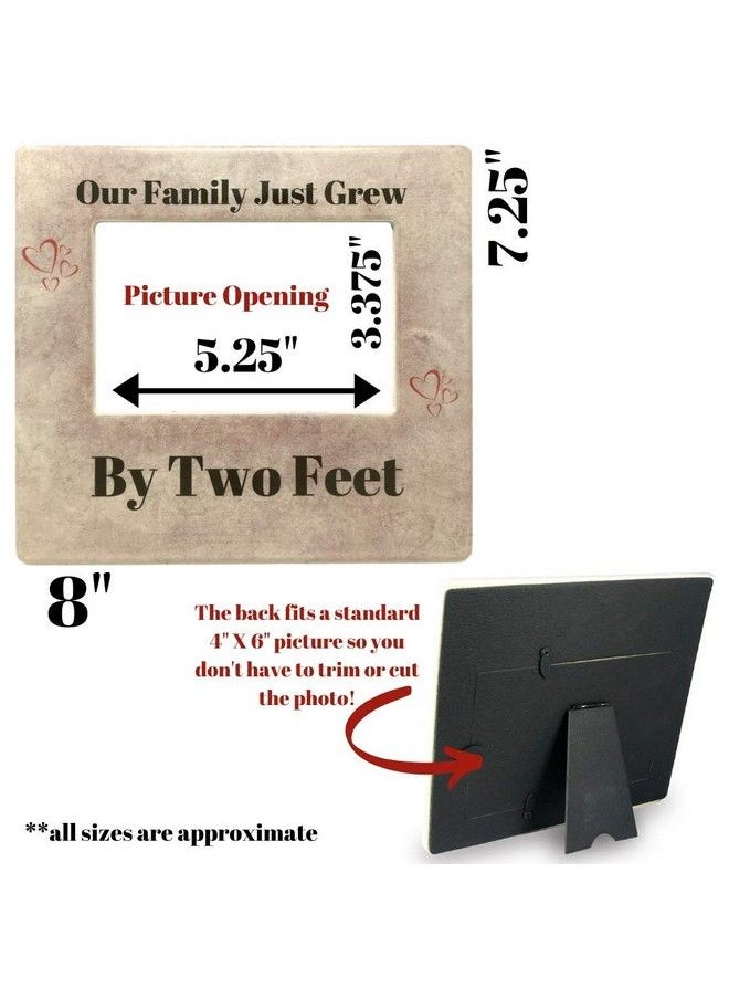 BANBERRY DESIGNS New Baby Frame Our Family Just Grew By Two Feet Heart Design With Tan Marble Like Background Nursery Décor 4" X 6" Picture Opening  - Image 3