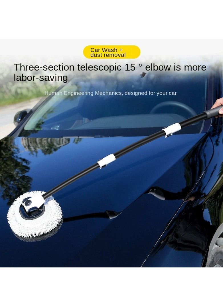 Gasin Retractable Curved Rod Soft Bristle Car Wash Mop white/black  - Image 2