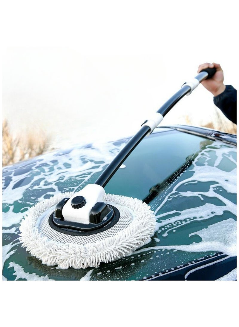 Gasin Retractable Curved Rod Soft Bristle Car Wash Mop white/black  - Image 1