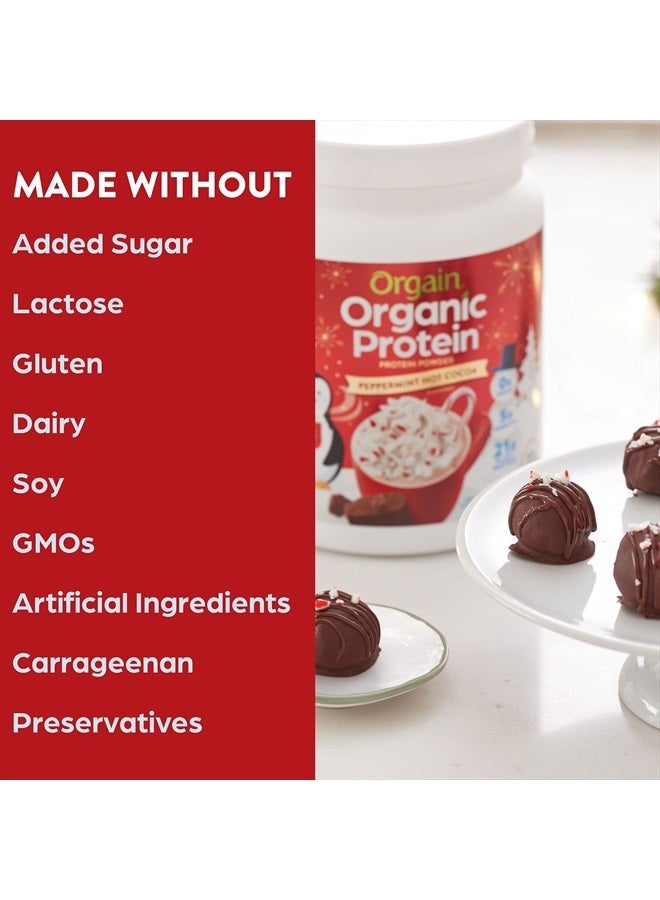 Orgain Organic Vegan Protein Powder, Peppermint Hot Cocoa Holiday Flavor - 21g of Plant Protein, 5g Prebiotic Fiber, No Lactose Ingredients, No Added Sugar, Non-GMO, For Shakes & Smoothies, 1.02 lb - Image 4