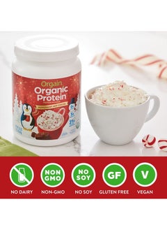 Orgain Organic Vegan Protein Powder, Peppermint Hot Cocoa Holiday Flavor - 21g of Plant Protein, 5g Prebiotic Fiber, No Lactose Ingredients, No Added Sugar, Non-GMO, For Shakes & Smoothies, 1.02 lb  - Image 5