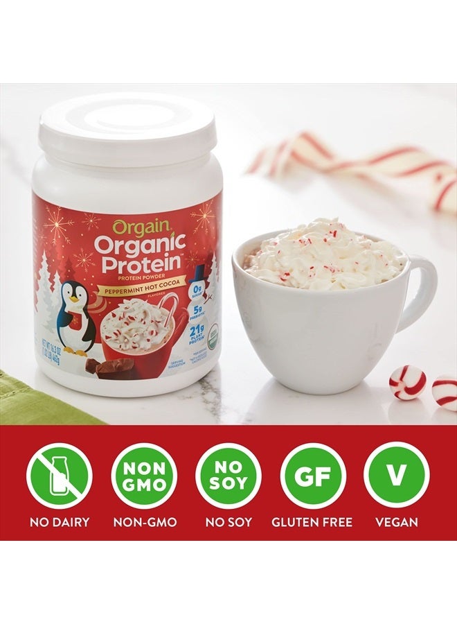 Orgain Organic Vegan Protein Powder, Peppermint Hot Cocoa Holiday Flavor - 21g of Plant Protein, 5g Prebiotic Fiber, No Lactose Ingredients, No Added Sugar, Non-GMO, For Shakes & Smoothies, 1.02 lb - Image 5