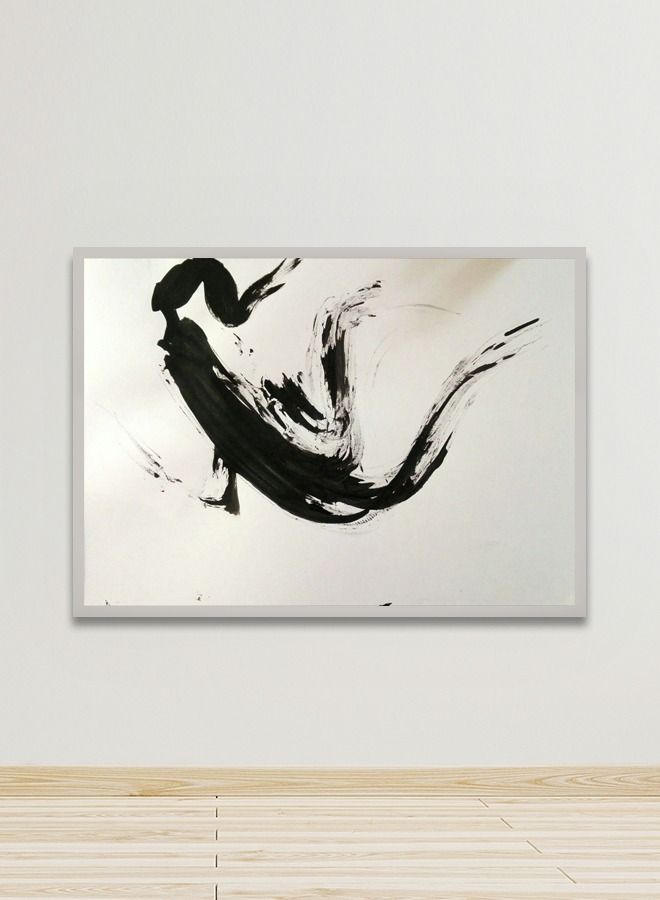 ماركتنا لوحة جدارية قماشية فنية لتزيين الحائط بتصميم تجريدي مع برواز فضي مجوف مقاس (120x80) قطعة واحدة - Image 1