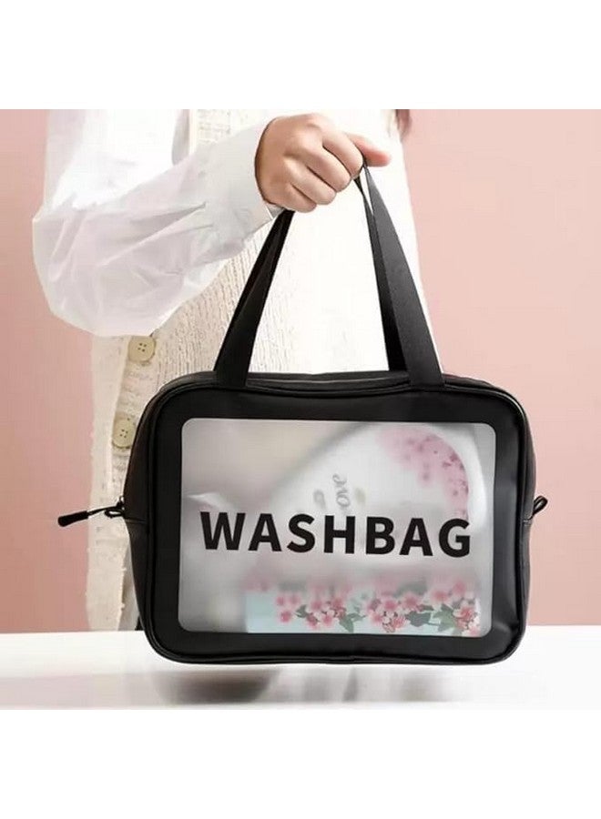 Awarky Clear Makeup Pouch Set, Cosmetic Organizer Bag for Women and Girls Travel Waterproof Toiletry Storage Kit (Set of 3) (Black) - Image 2