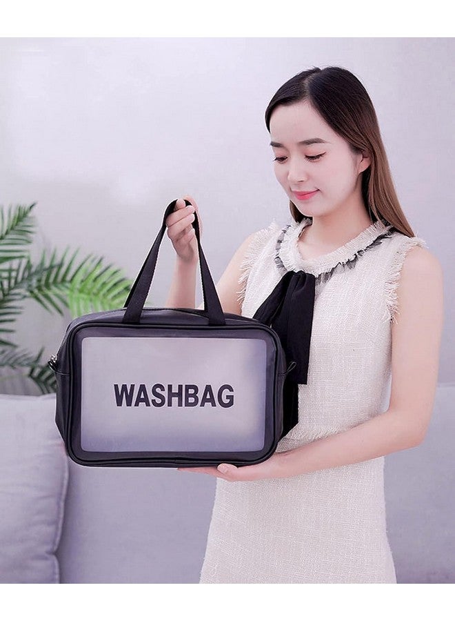 Awarky Clear Makeup Pouch Set, Cosmetic Organizer Bag for Women and Girls Travel Waterproof Toiletry Storage Kit (Set of 3) (Black) - Image 3