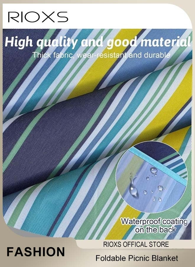 RIOXS Extra Large Picnic Blanket, Foldable Waterproof Sandproof Beach Blanket, Portable Outdoor Picnic Mats with Disposable Picnic Mats, Lightweight and Outdoor Mat Camping Blanket with Carry Strap, Ideal for Travel, Camping, Park, Garden, Picnic - Image 4