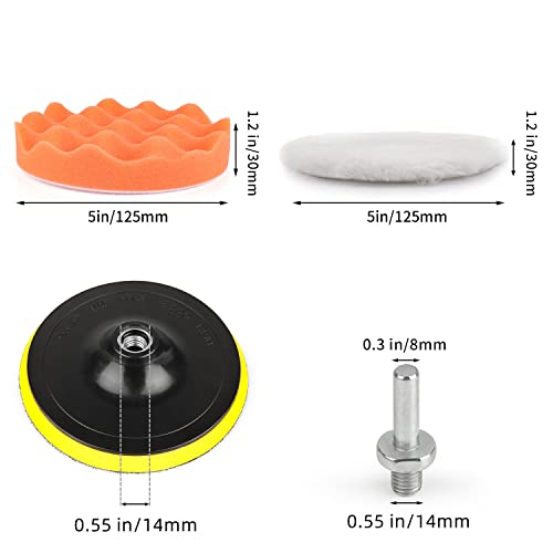Kshineni 5 Inch(125 mm) Drill Polishing Pads 11 Pcs Car Polishers and Buffers Compound Buffing Kits Drill Attactment for Auto Polisher,Sanding,Waxing - Image 2