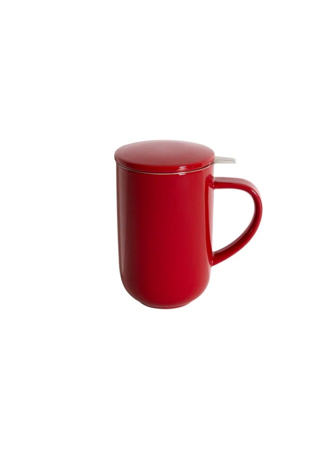 Loveramics Pro Tea 450ml Porcelain Mug With Stainless Steel Infuser And Lid Red