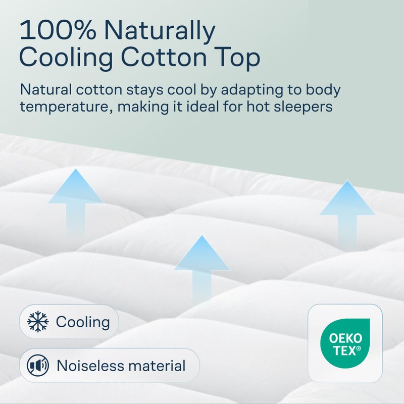 Niagara Sleep Solution Cloud-Like Queen Mattress Topper - 100% Cotton Top Mattress Pad for Back Pain Relief - Breathable & Naturally Cooling for Hot Sleepers, White - Image 4