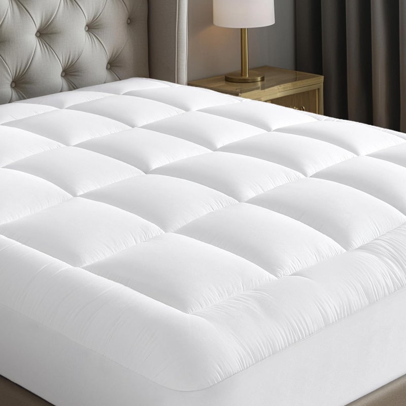 Niagara Sleep Solution Cloud-Like Queen Mattress Topper - 100% Cotton Top Mattress Pad for Back Pain Relief - Breathable & Naturally Cooling for Hot Sleepers, White - Image 1