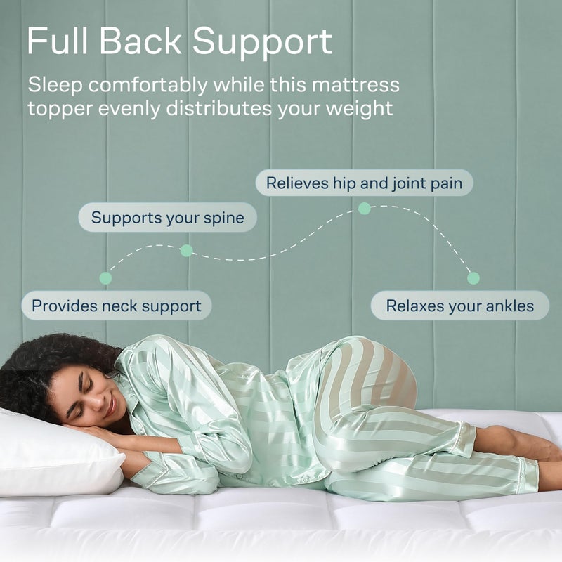 Niagara Sleep Solution Cloud-Like Queen Mattress Topper - 100% Cotton Top Mattress Pad for Back Pain Relief - Breathable & Naturally Cooling for Hot Sleepers, White - Image 5