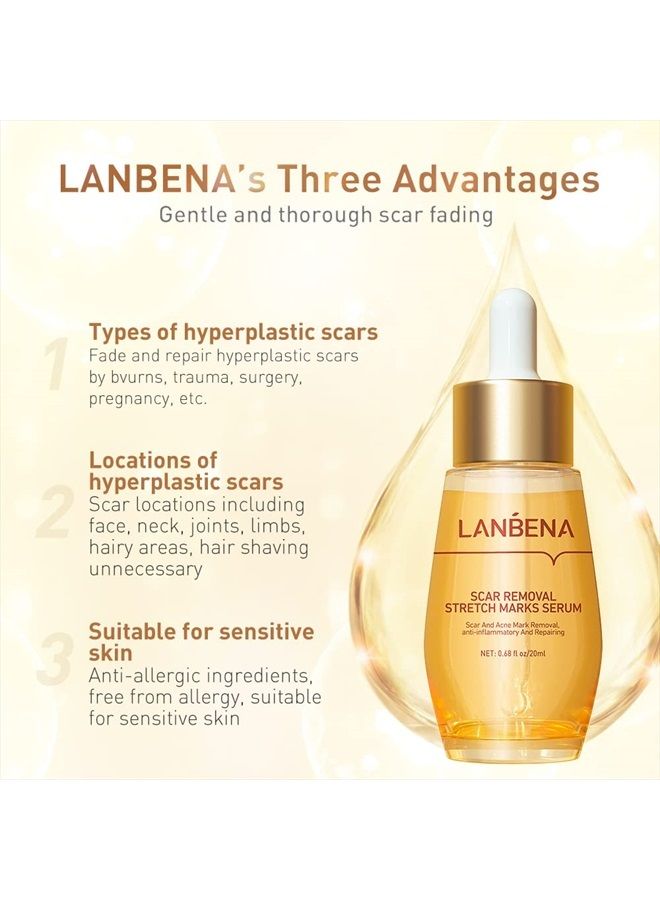 LANBENA Scar Removal Stretch Marks Serum, Reduces the Appearance of Scars, Wrinkles, Burns, and Wounds Remove Acne Scar Serum with Natural Herbal Extracts Formula - Image 3