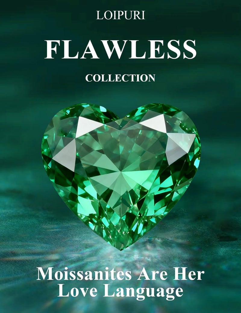 LOIPURI Emerald Moissanite Promise Rings for Her, 2CT D Color VVS1, Heart Shaped Celtic Knot, 925 Sterling Silver Engagement Wedding Anniversary Valentines Promise Gift with Certificate, Size 8 - Image 3