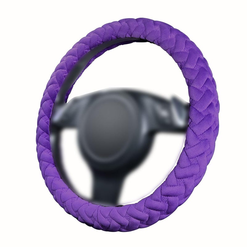 Flying Banner car Steering Wheel Cover Massage Velvet Warm Universal Size 15 inches SUV Truck Anti Slip Odorless Summer Winter (Purple, Velvet Massage) - Image 1