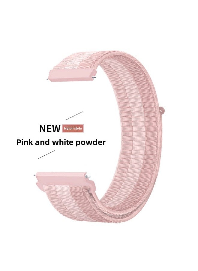 For Huawei Watch3 Watch Band GT2 Nylon Loop Wristband 16/18/20/22mm Universal Samsung Bracelet-Color:Powder White Powder-Specifications:Nylon Strap-20mm  - Image 1