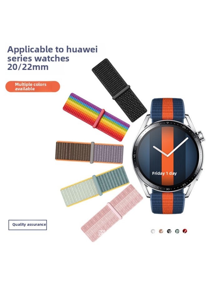 For Huawei Watch3 Watch Band GT2 Nylon Loop Wristband 16/18/20/22mm Universal Samsung Bracelet-Color:Powder White Powder-Specifications:Nylon Strap-20mm  - Image 2