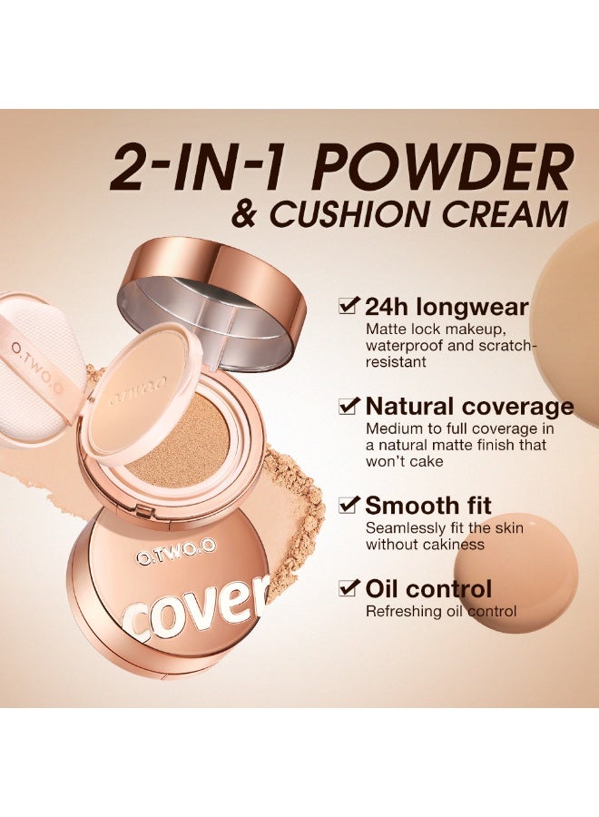 O.TWO.O 2-in-1 Soft Focus Powder & Air Cushion Cream, Long-Lasting Waterproof, Natural Oil Control, Full Coverage, Matte Finish, Suitable for All Skin Tones and Skin Types, Daily Makeup Essential N105 IVORY - Image 3