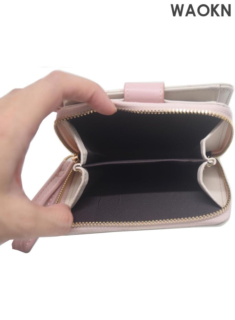 WAOKN Cute Cat Wallet for Women - PU Leather Small Billfold Card Holder with Coin Purse - Compact Slim Wallet for Girls & Ladies - RFID Blocking Credit Card Organizer (Pink) - Image 2