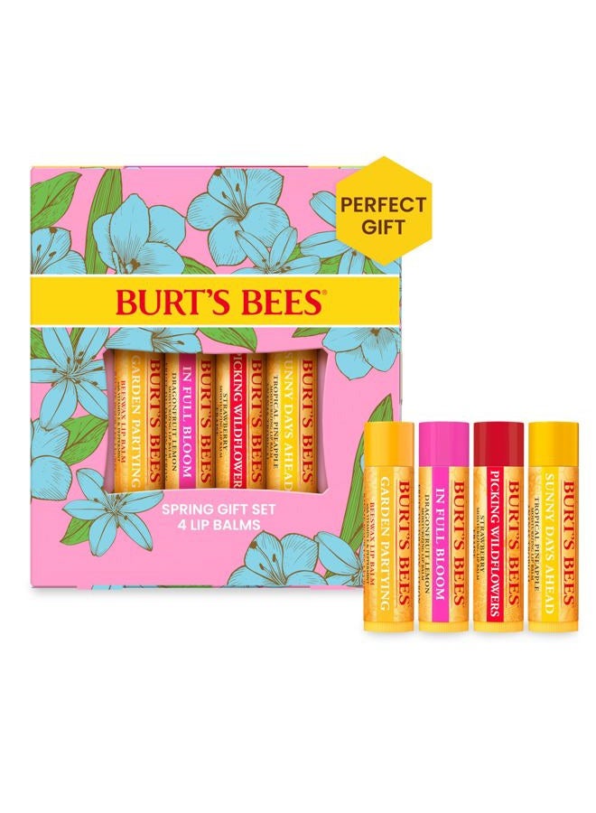 Burt's Bees Gifts Ideas - In Full Bloom Lip Balm Set, Original Beeswax, Dragonfruit Lemon, Tropical Pineapple & Strawberry, Natural Origin Lip Treatment, 4 Tubes, 0.15 oz. - Image 1