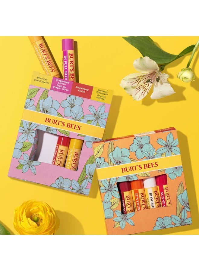 Burt's Bees Gifts Ideas - In Full Bloom Lip Balm Set, Original Beeswax, Dragonfruit Lemon, Tropical Pineapple & Strawberry, Natural Origin Lip Treatment, 4 Tubes, 0.15 oz. - Image 3