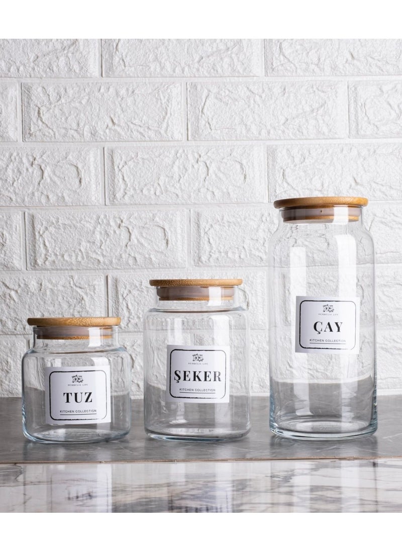 Kitchen Pembelia 2-Piece Set 5 Piece 2-Piece Glass Oil Bowl and 3-Piece Glass Tea Sugar Salt Jar Set  - Image 2