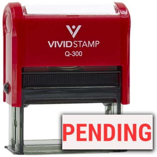 Vivid Stamp Pending Self Inking Rubber Stamp (Red Ink) - Medium - Image 1