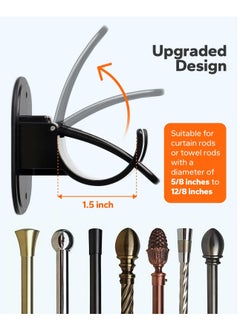 Excefore Self Adhesive Curtain Rod Bracket, 4 Count Universal Plastic Curtain Rod Holders, Can be Drilled or Self-Adhesive, Curtain Rod Hooks for Bathroom, Bedroom, Livingroom, Kitchen, Black  - Image 2