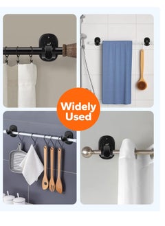 Excefore Self Adhesive Curtain Rod Bracket, 4 Count Universal Plastic Curtain Rod Holders, Can be Drilled or Self-Adhesive, Curtain Rod Hooks for Bathroom, Bedroom, Livingroom, Kitchen, Black  - Image 3