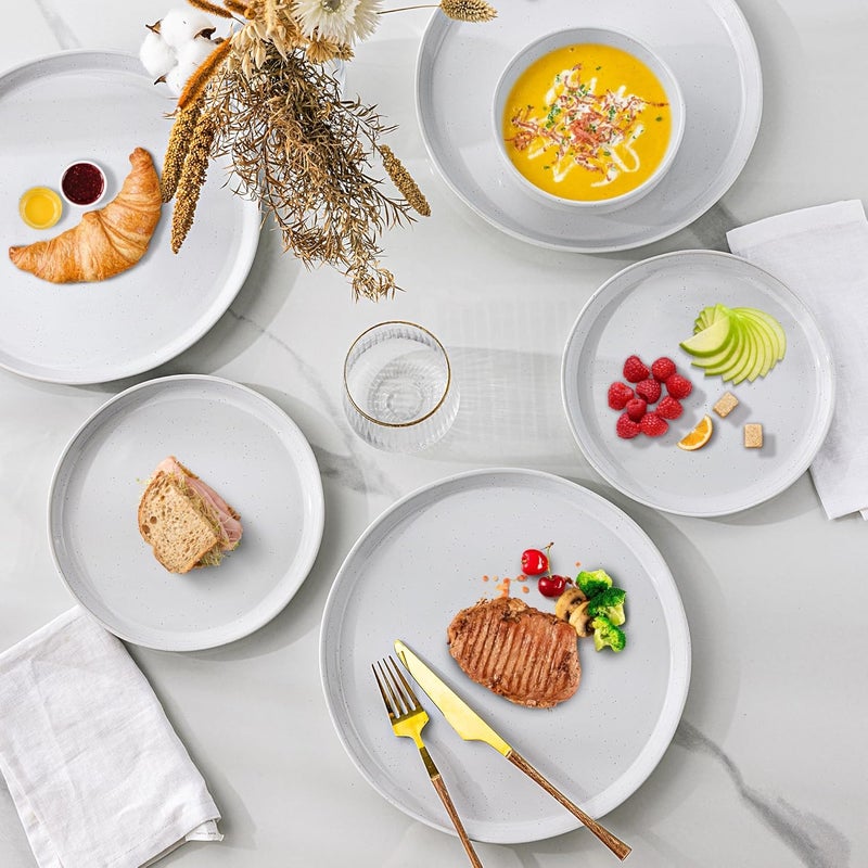 GBHOME Ceramic Dinnerware Set for 4 12pcs Stoneware Plates and Bowls Sets Handmade Chip and Scratch Resistant Dishes Set Dishwasher  Microwave Safe - Image 4