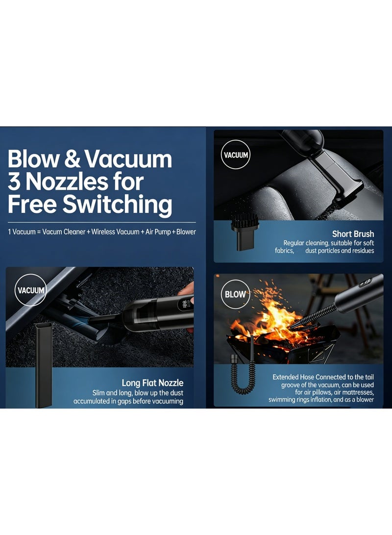سيسلي مكنسة كهربائية لاسلكية للسيارة مع شفط قوي، مكنسة كهربائية محمولة باليد للاستخدام في السيارة والمنزل، خفيفة الوزن لاسلكية لإزالة شعر الحيوانات الأليفة - Image 4