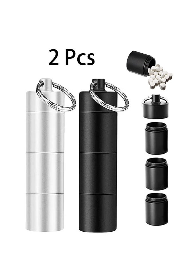Photon Portable keychain pill box, aluminum alloy mini pill tissue box container, waterproof and moisture-proof portable pill box for outdoor camping trip - Image 1